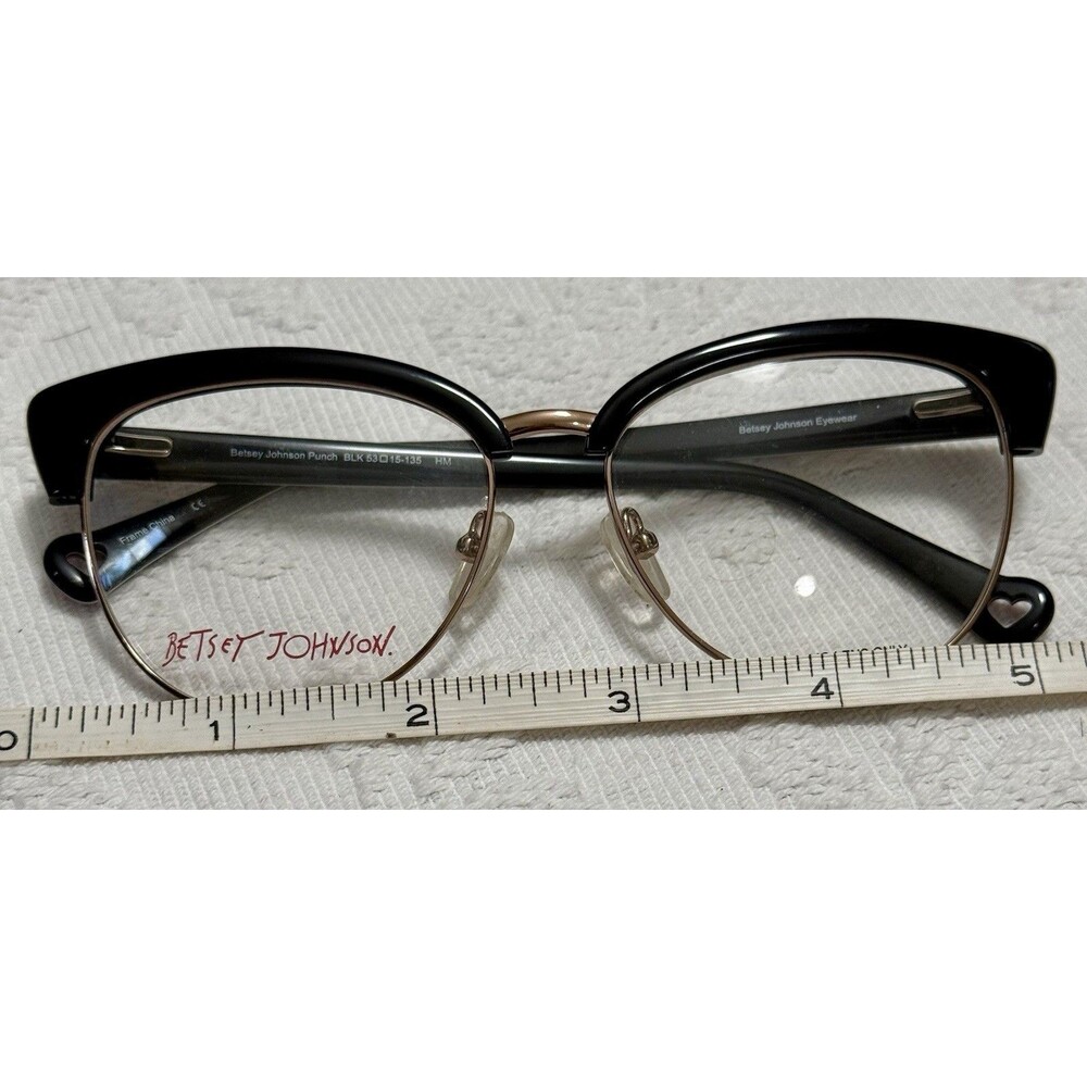 NWT Betsey Johnson Punch BLK Browline Glasses Polka Dot Rockabilly Pinup
